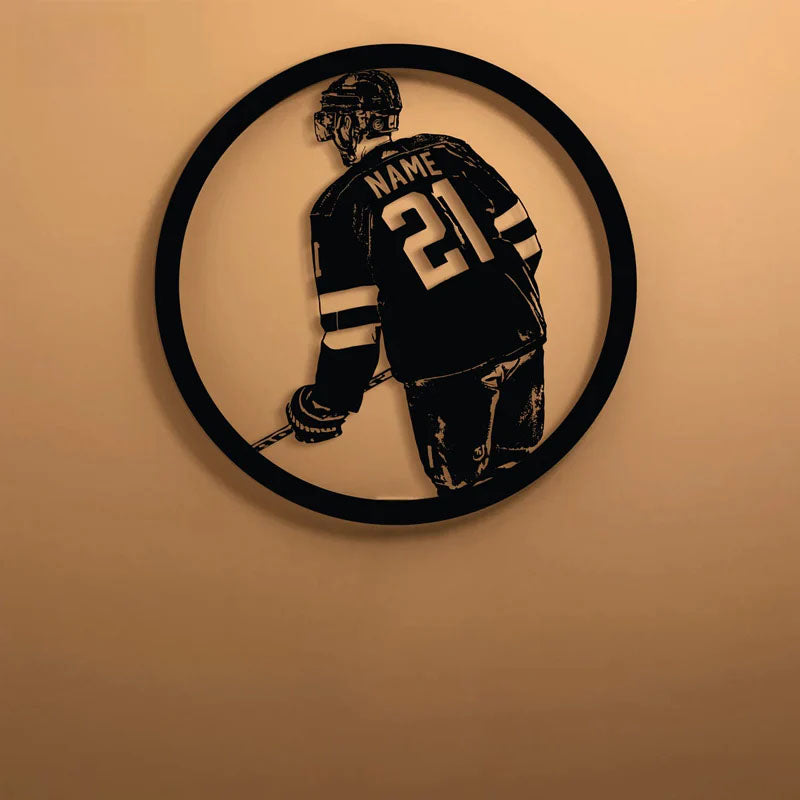 Personalized Ice Hockey LED Metal Sign Wall Decor, Metal Wall Signs With RGB Led Light