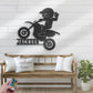 Personalized Motocross Biker Kids, Metal Wall Signs With RGB Led Light