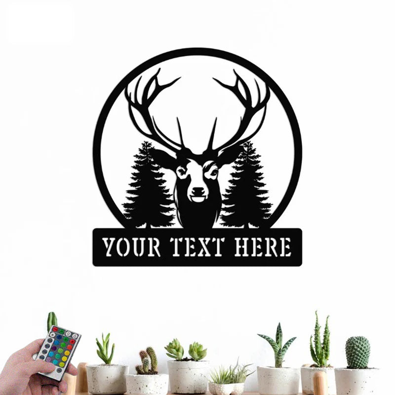 Personalized Name Hunting Lover Metal Wall Signs With RGB Led Light
