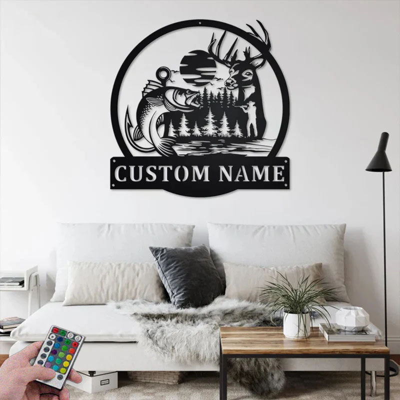 Personalized Outdoor Hunting Metal Wall Signs With RGB Led Light