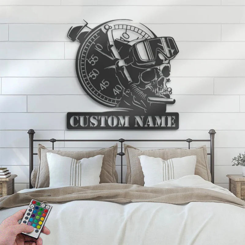Personalized Scuba Diving Metal Wall Signs With RGB Led Light