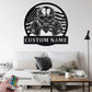 Personalized US Flag Skull Fitness Decoration For Room, Metal Wall Signs With RGB Led Light