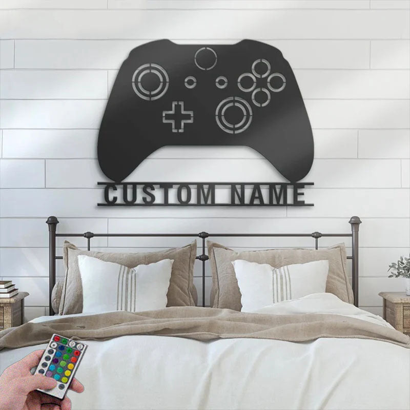 Personalized Video Game Room Metal Wall Signs With RGB Led Light