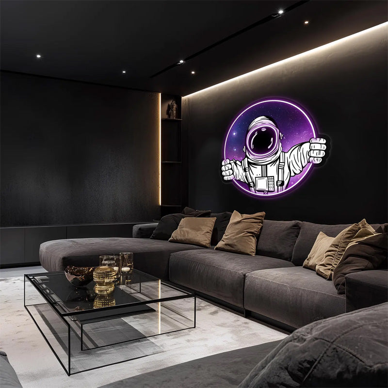 Space Explorer Neon Sign – UV-Printed LED Plexiglass Gamer Room Decor