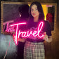 “Travel” Neon Sign – Pink Script LED Neon Light for Wanderlust Décor & Creative Spaces