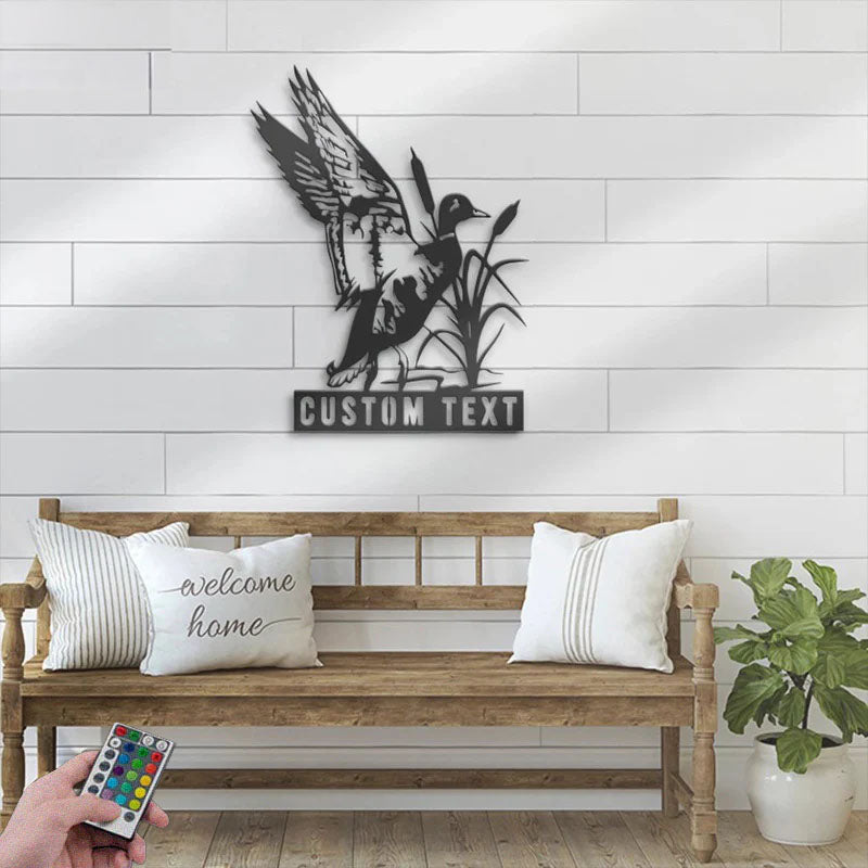 Custom Name Hunter Name Sign Home Decor, Metal Wall Signs With RGB Led Light