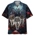 Hawaiian Shirt / Adults / S 3 Wolves Hunting In Bloody Night Hawaiian Shirt