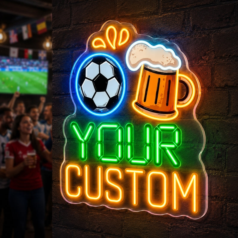 Soccer Bar Neon Sign - Soccer O'Clock LED Wall Decor