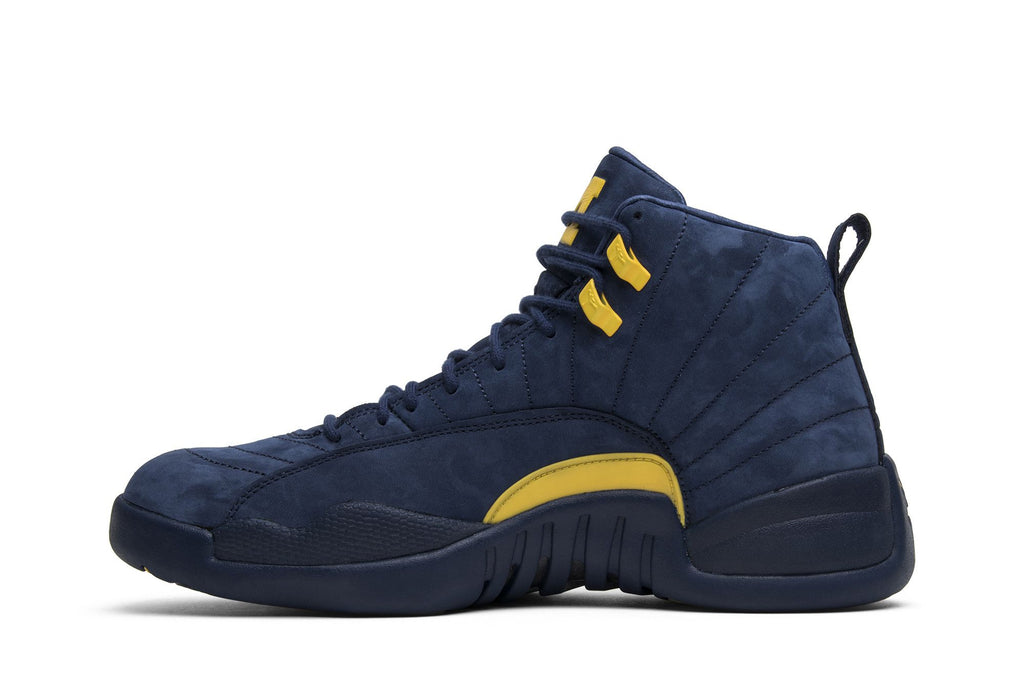 Jordan 12 Retro Michigan BQ3180-407 College Navy Amarillo Men's Sneakers