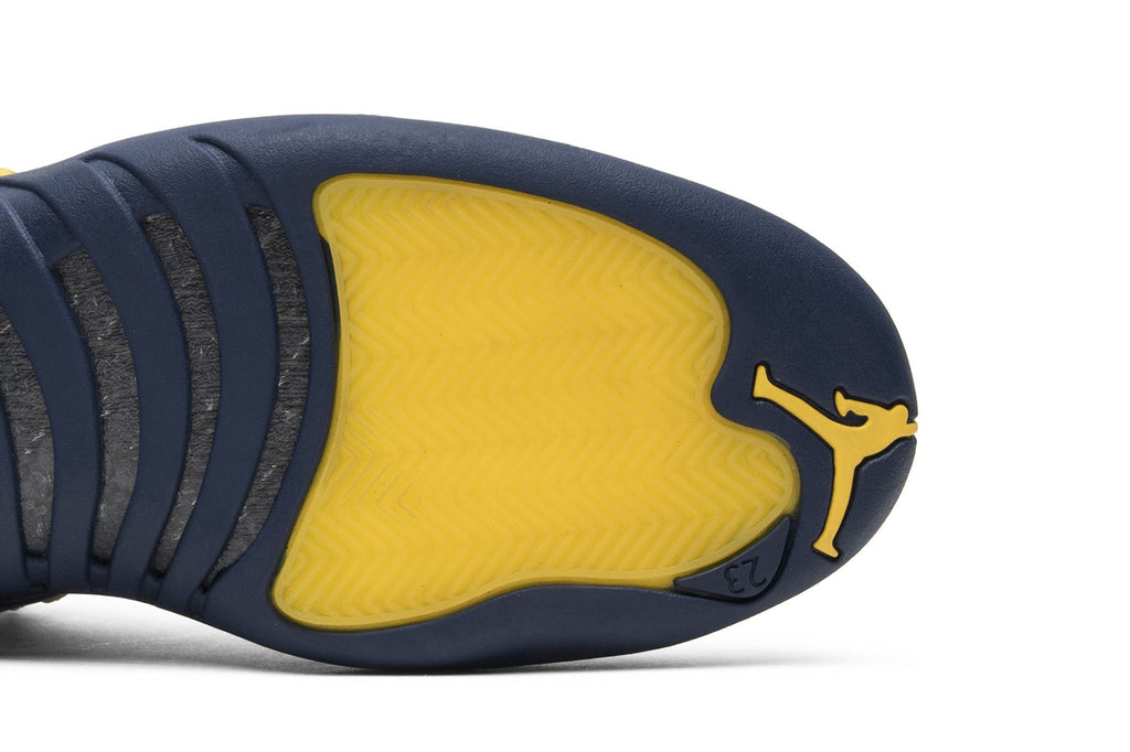 Jordan 12 Retro Michigan BQ3180-407 College Navy Amarillo Men's Sneakers