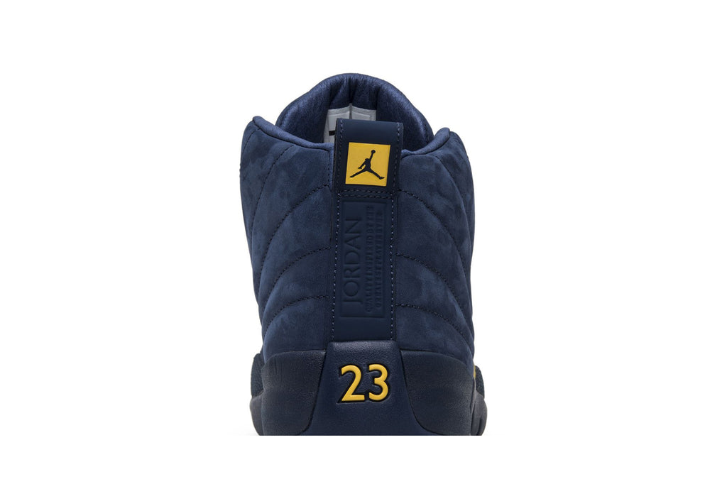 Jordan 12 Retro Michigan BQ3180-407 College Navy Amarillo Men's Sneakers