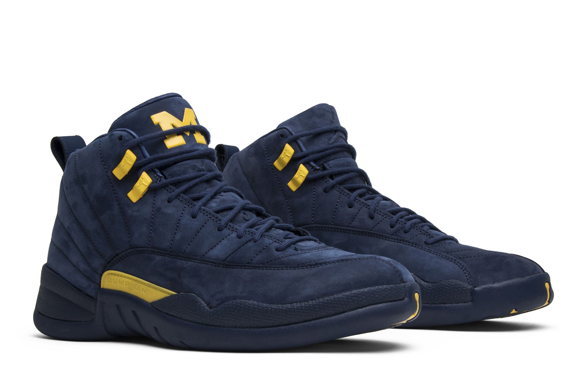 Jordan 12 Retro Michigan BQ3180-407 College Navy Amarillo Men's Sneakers