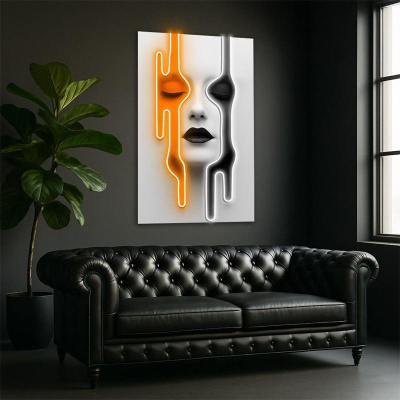 Abstract Dripping Face Neon Sign – Modern LED Plexiglass Wall Art