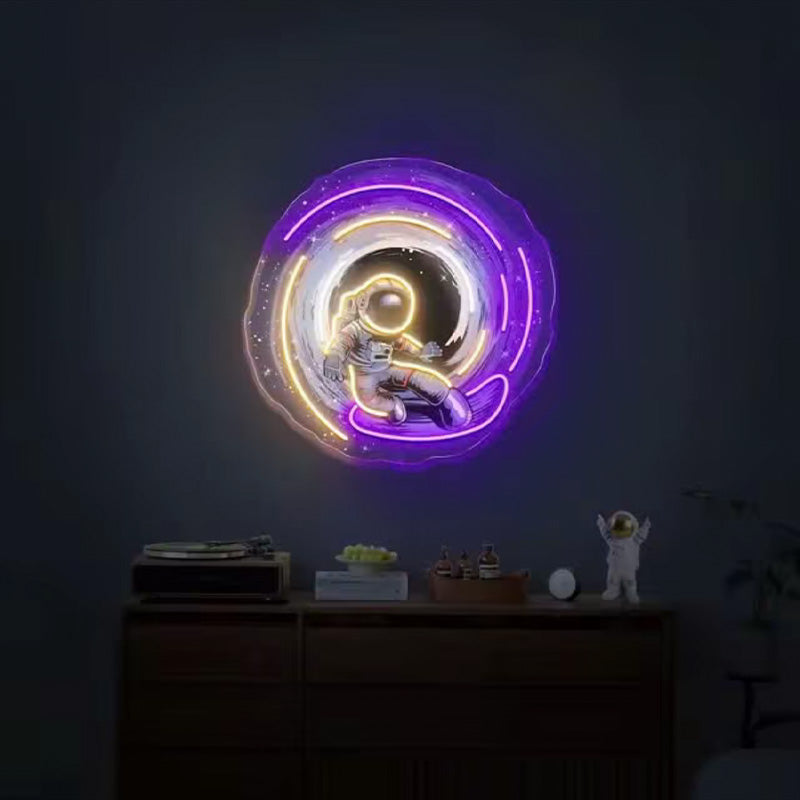 Astronaut Portal Neon Sign – Space Explorer LED Wall Art