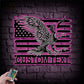 Custom Name American Flag Eagle Metal Wall Art, Metal Wall Signs With RGB Led Light