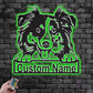 Custom Name Australian Shepherd Name Sign Decoration For Dog Room, Metal Wall Signs With RGB Led Light