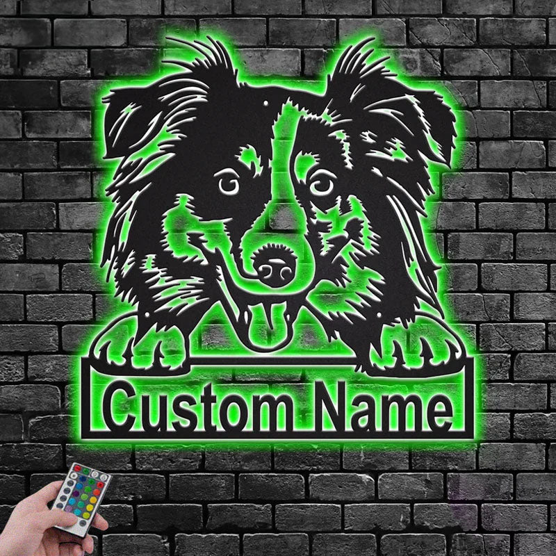 Custom Name Australian Shepherd Name Sign Decoration For Dog Room, Metal Wall Signs With RGB Led Light