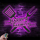 Custom Name Backyard BBQ Metal Wall Signs With RGB Led Light