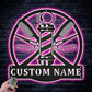Custom Name Barber Hair Stylist, Metal Wall Signs With RGB Led Light