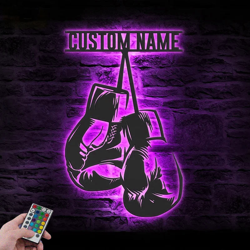 Custom Name Boxer Name Sign Home Decor Gym RoomMetal Wall Signs With RGB Led Light