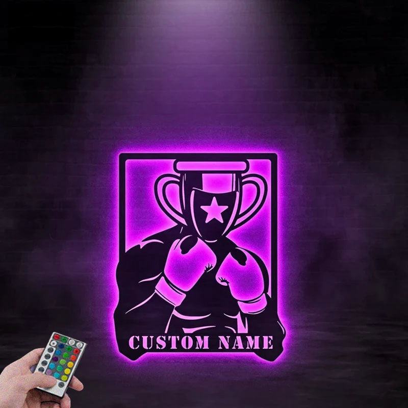 Custom Name Boxing Metal Wall Signs With RGB Led Light