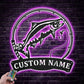 Custom Name Chinook Salmon Fish Pole Metal Wall Signs With RGB Led Light