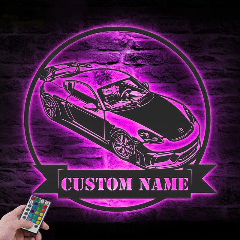 Custom Name Classic Muscle Car Name Sign Home Decor Mechanic Repair Metal Wall Signs With RGB Led Light
