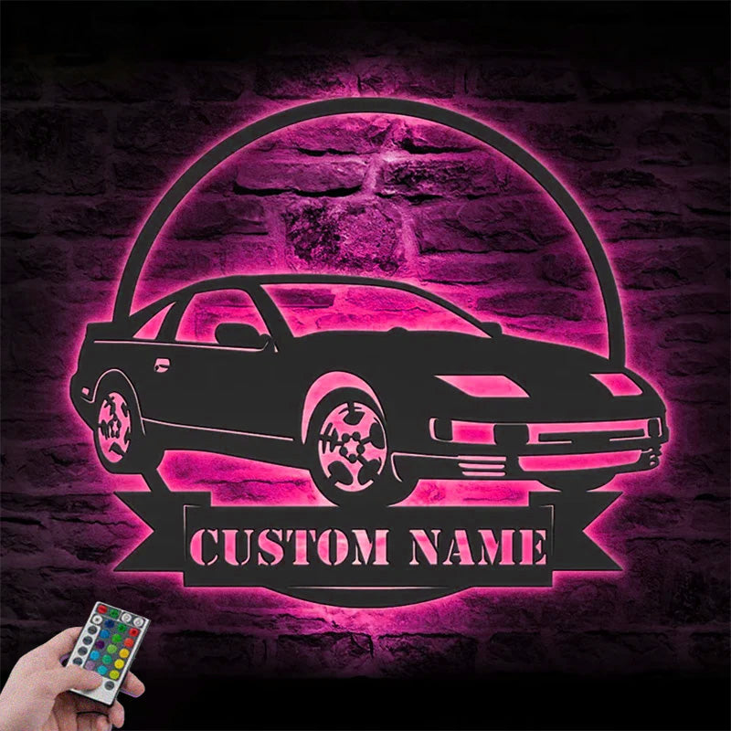 Custom Name Classic Muscle Car Name Sign Home Decor Mechanic Repair  Metal Wall Signs With RGB Led Light
