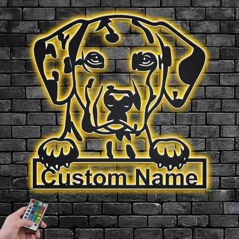 Custom Name Dalmatian Name Sign Decoration For Dog Room, Metal Wall Signs With RGB Led Light