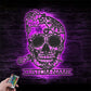 Custom Name Day of the Dead Sign Home Decor Sugar Skull With Rose Metal Wall Signs With RGB Led Light