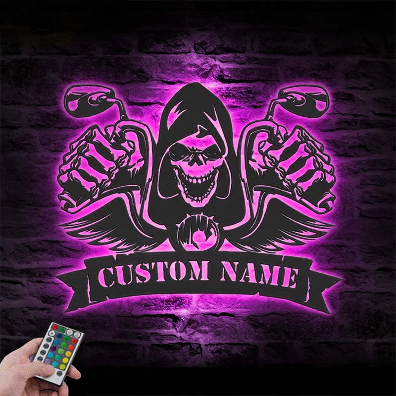 Custom Name Dirt Bike Name Sign Home Decor Metal Wall Signs With RGB Led Light