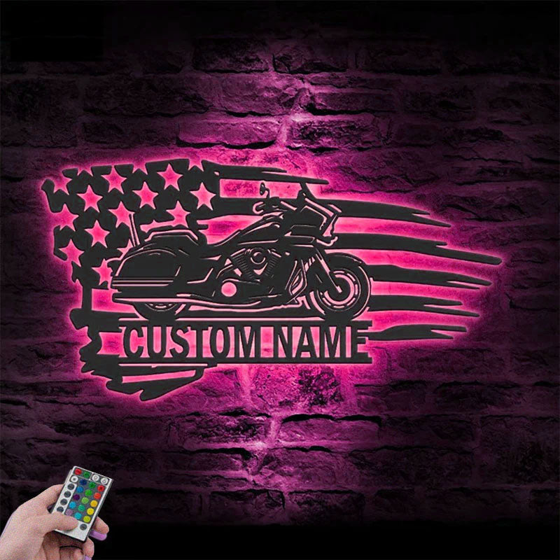 Custom Name Dirt Bike Name Sign Home, Metal Wall Signs With RGB Led Light