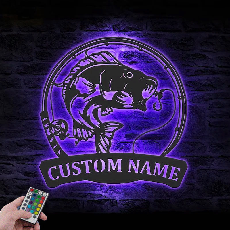 Custom Name Fisher Name Sign Home Decor Kid Boy Girl Nursery Metal Wall Signs With RGB Led Light