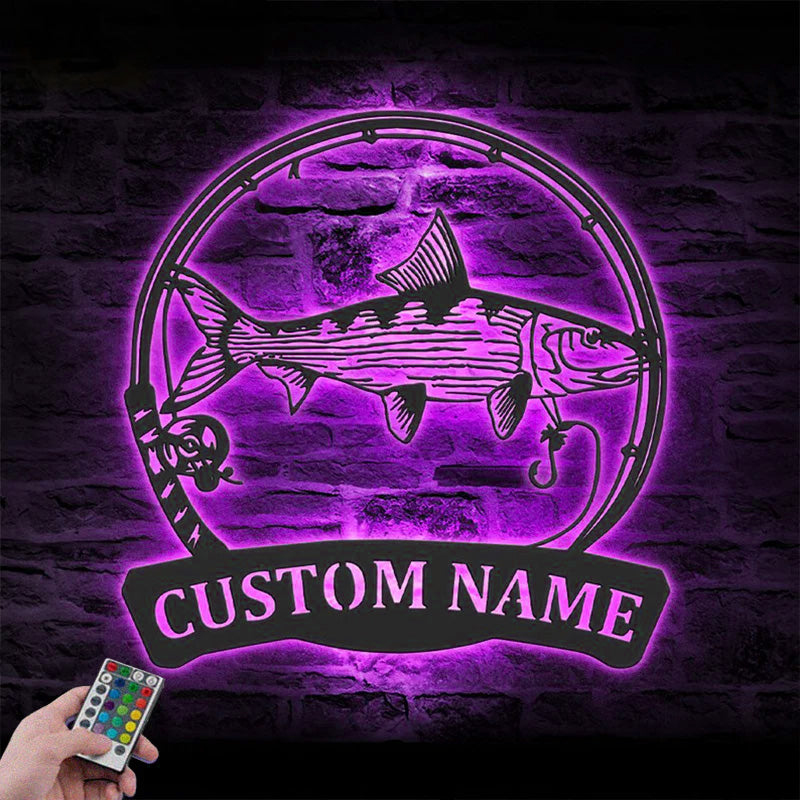 Custom Name Fisher Name Sign Home Decor Kid Boy Girl Nursery Metal Wall Signs With RGB Led Light