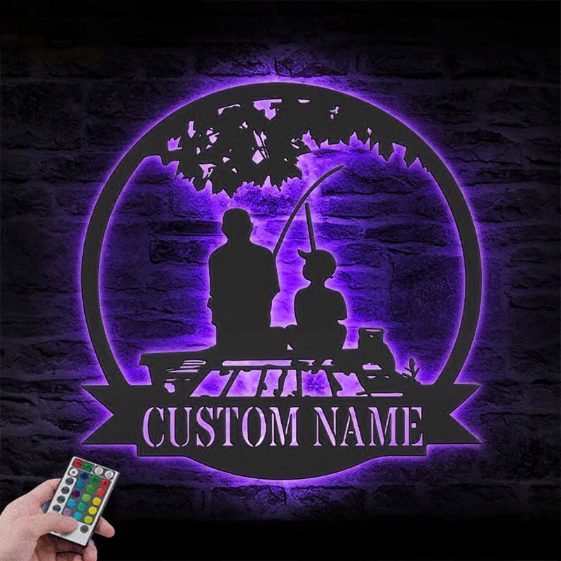 Custom Name Fisher Name Sign Home Decor Kid Boy Girl Nursery Metal Wall Signs With RGB Led Light