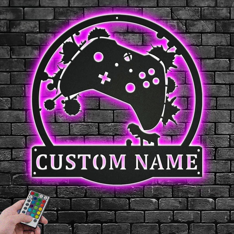 Custom Name Gamer Name Sign Decoration For Room, Metal Wall Signs With RGB Led Light