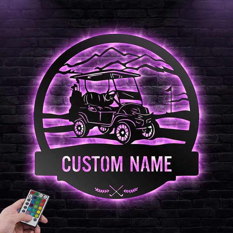 Custom Name Golf Players Name Sign Decoration For Room, Metal Wall Signs With RGB Led Light