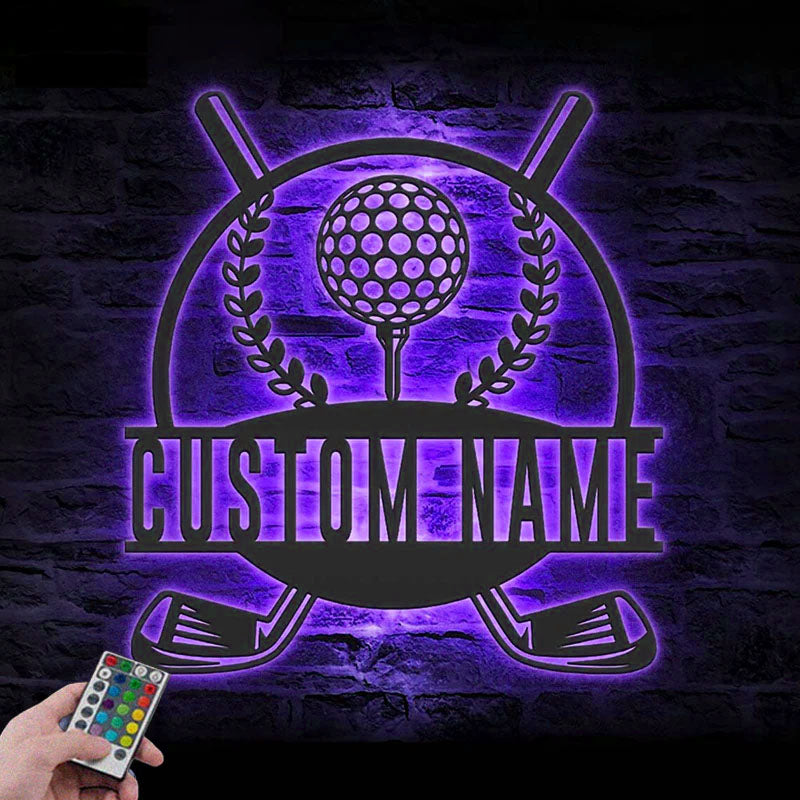 Custom Name Golfer Name Sign Home Decor 19th Hole Golf Club, Metal Wall Signs With RGB Led Light