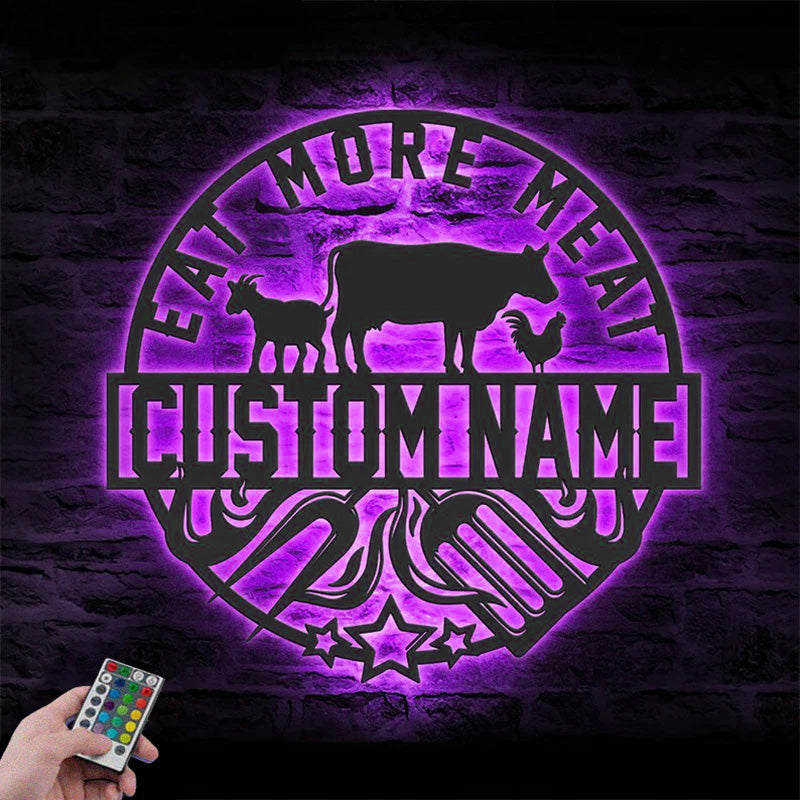 Custom Name Grill Metal Wall Signs With RGB Led Light