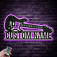 Custom Name Guitar Metal Signs, Guitar Studio Name Wall Decor, Metal Wall Signs With RGB Led Light