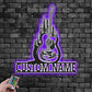 Custom Name Guitarist Name Sign Decoration For Room, Metal Wall Signs With RGB Led Light