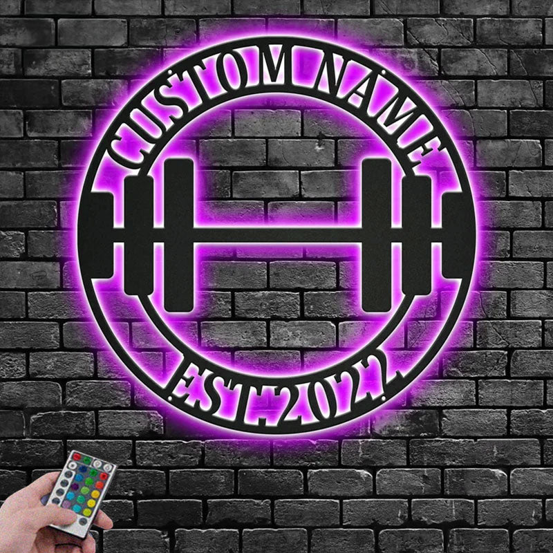 Custom Name Gymer Name Sign Decoration For Room, Metal Wall Signs With RGB Led Light