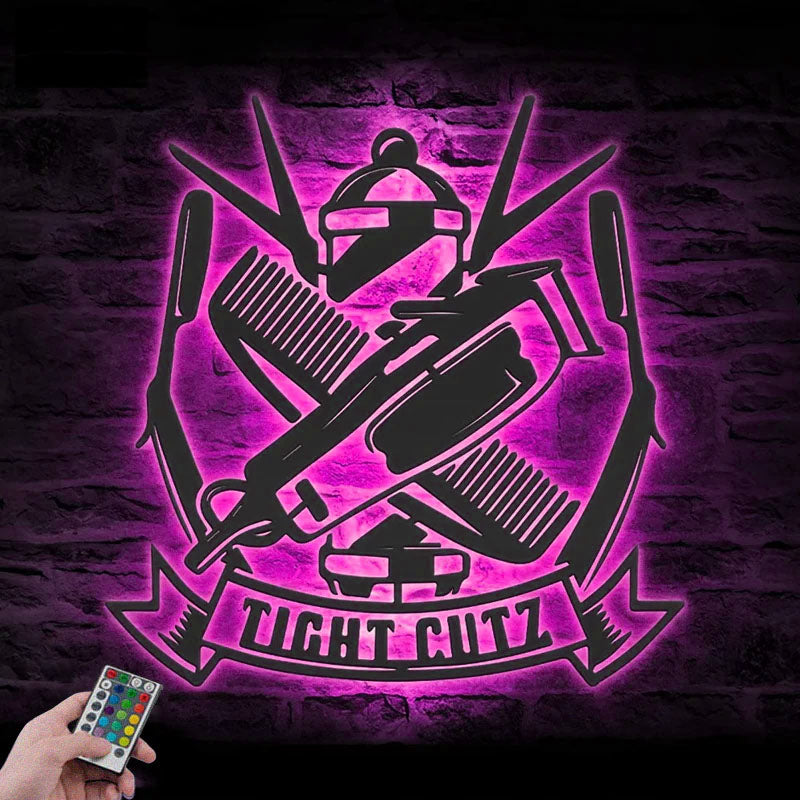 Custom Name Hair Stylist Name Sign Home Decor, Metal Wall Signs With RGB Led Light