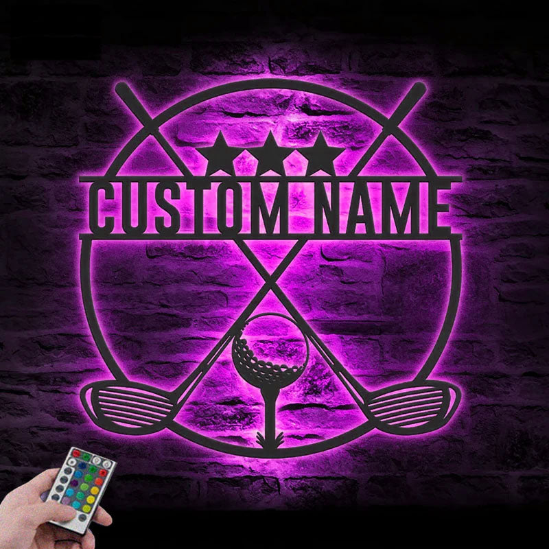 Custom Name Hole Golf Club, Metal Wall Signs With RGB Led Light