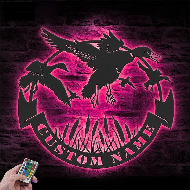 Custom Name Hunter Name Sign Home Decor, Metal Wall Signs With RGB Led Light