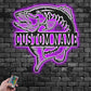 Custom Name Largemouth Bass Fish Name Sign Decoration For Room Metal Wall Signs With RGB Led Light