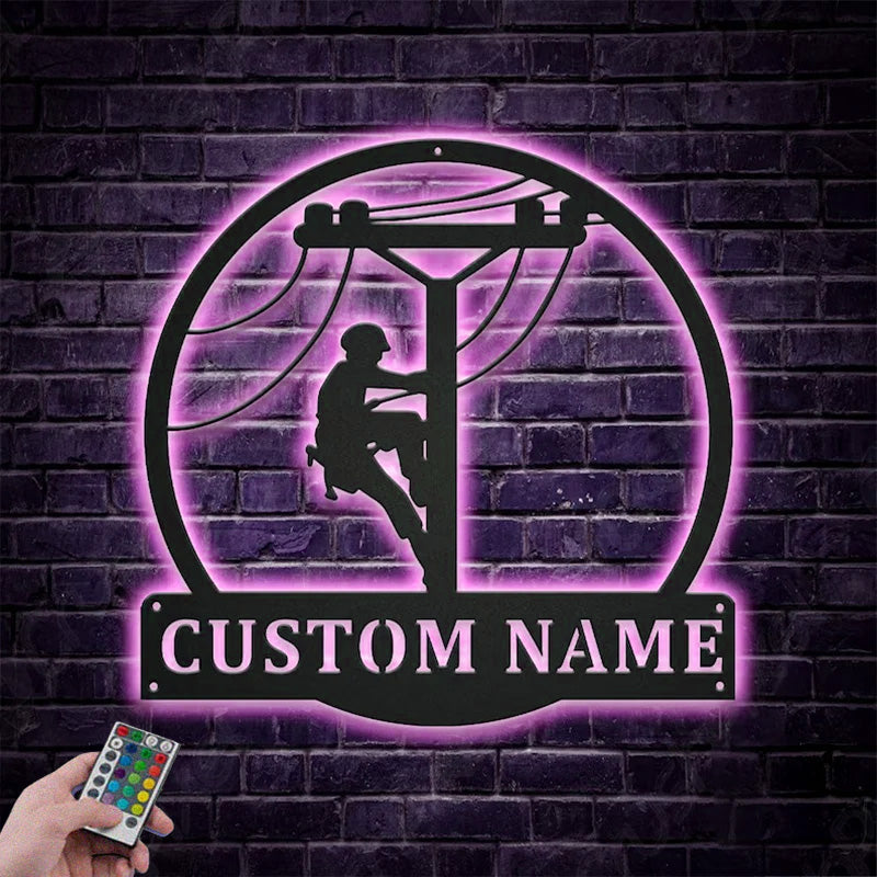 Custom Name Line Work Metal Wall Signs With RGB Led Light