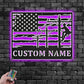 Custom Name Lineman USA Flag Round Metal Wall Signs With RGB Led Light