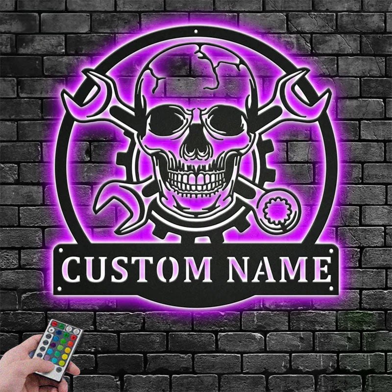 Custom Name Mechanic Name Sign Decoration For Room,Metal Wall Signs With RGB Led Light