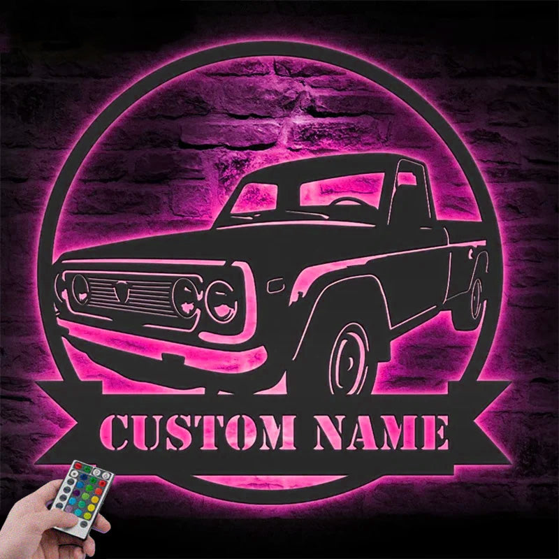 Custom Name Mechanic Repair Metal Wall Signs With RGB Led Light